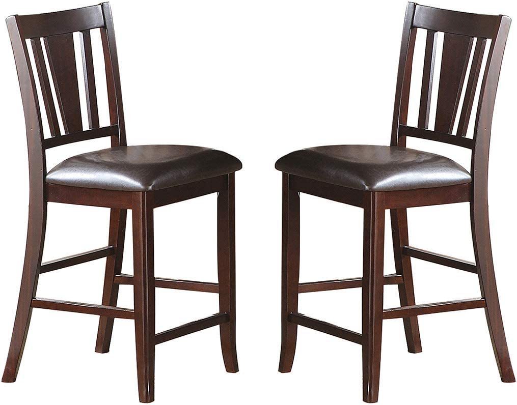 Contemporary Counter Height Dining 6pc Set Table w Butterfly Leaf 4x Chairs A Bench Brown Finish Rubberwood Chairs Cushions Kitchen Dining Room Furniture