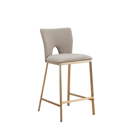 Vig Furniture Modrest Burton - Contemporary Beige + Brass Counter Stool Set of Two