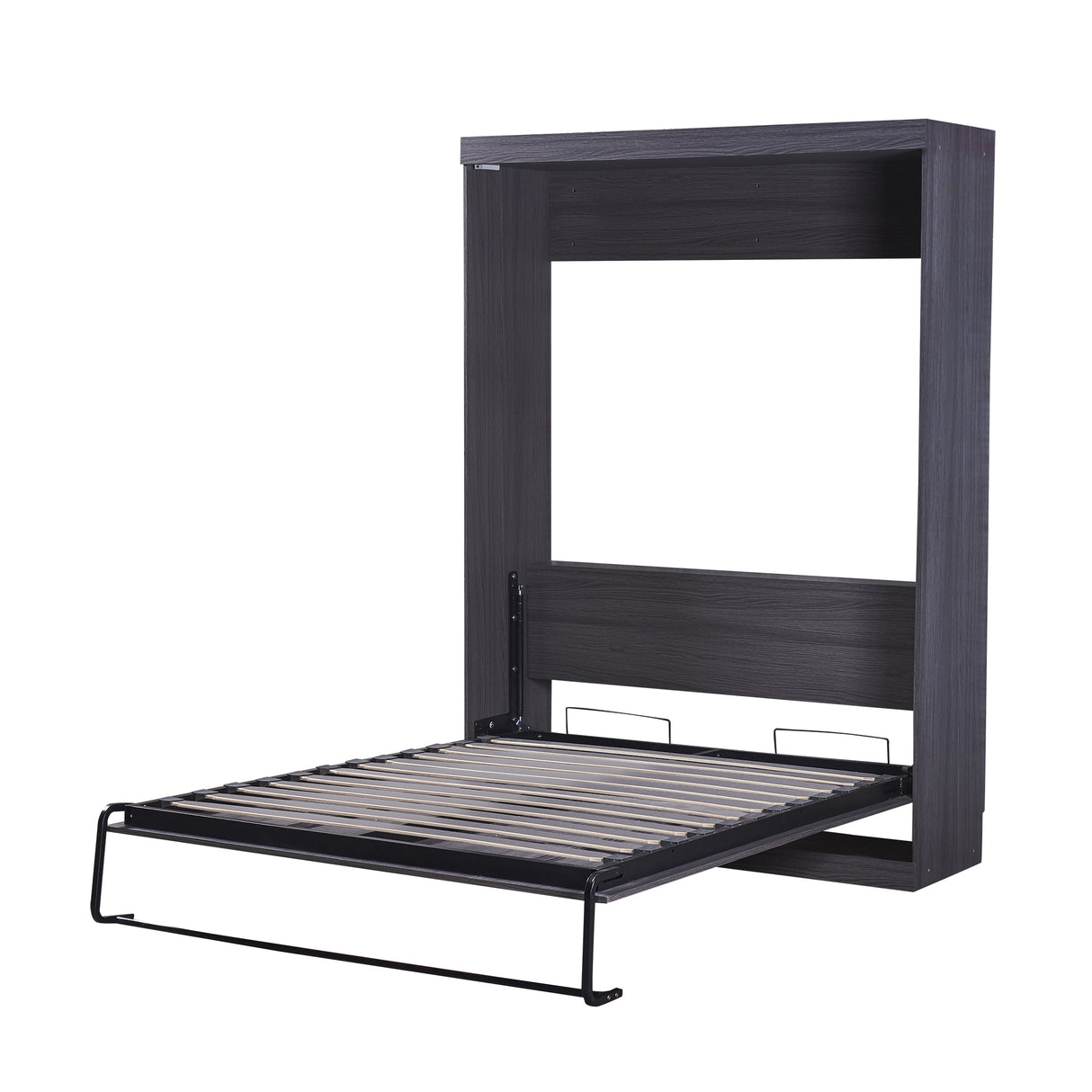 Full Size Murphy Bed with Wardrobe and Drawers, Storage Bed, can be Folded into a Cabinet, Gray - Home Elegance USA