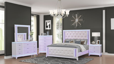 Opium King 5 Pc Bedroom set in Milky White - Home Elegance USA