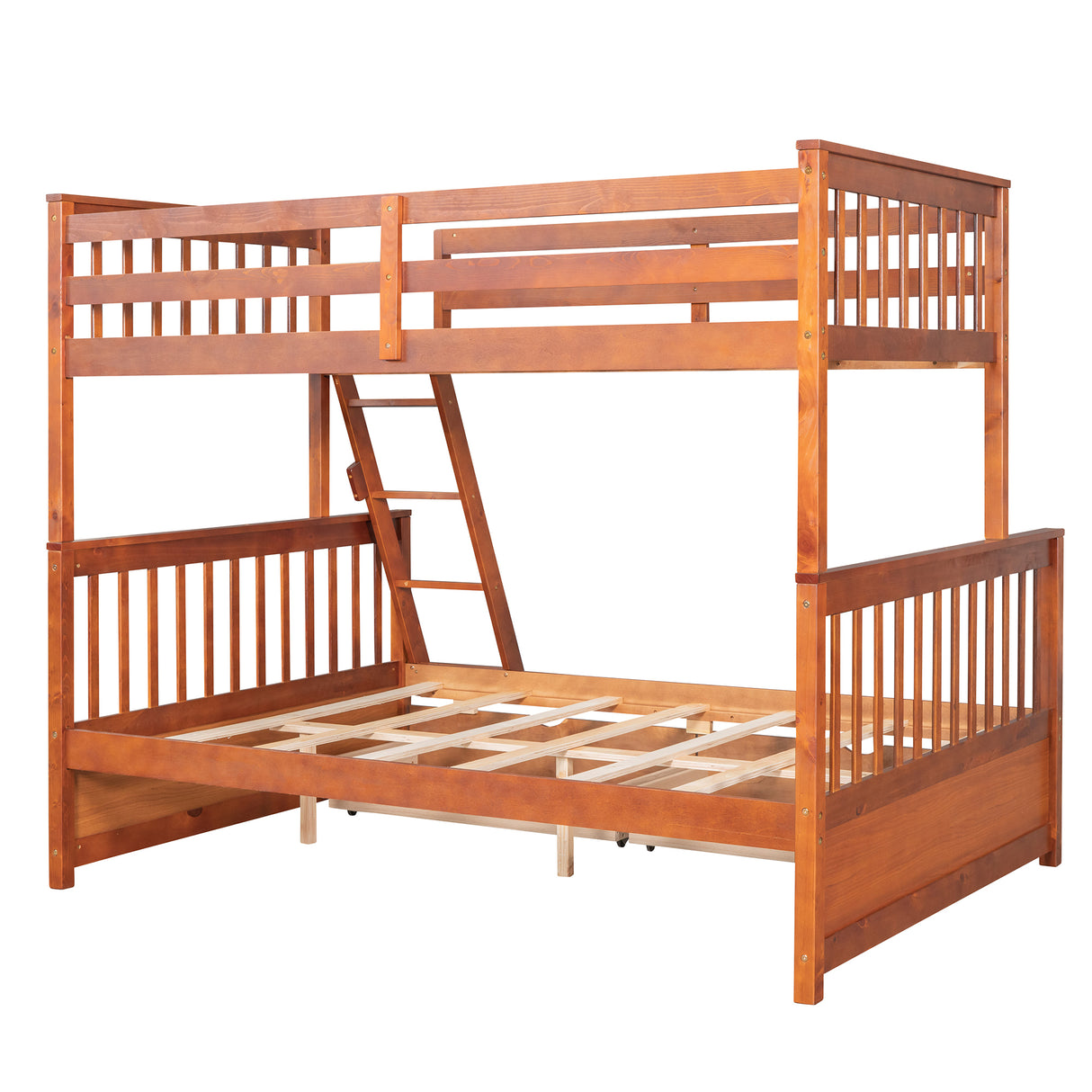 Twin-Over-Full Bunk Bed with Ladders and Two Storage Drawers (Walnut) ( old sku:LT000165AAD) - Home Elegance USA