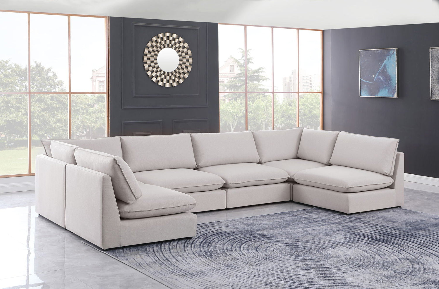 Mackenzie - Modular Sectional 6 Piece - Beige - Fabric - Home Elegance USA