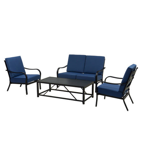 Winsor Premium Outdoor 4-Piece Deep Seating Set: Modern Patio Furniture, Conversation set with Comfortable Cushions, All-Weather & Durable Design