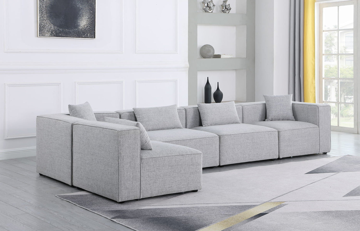 Cube - Modular Sectional 5 Piece - Gray | Home Elegance USA