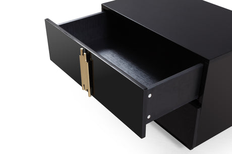 Vig Furniture Modrest Token - Modern Black + Gold Wide Nightstand
