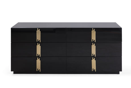 Vig Furniture Modrest Token - Modern Black + Gold Wide Dresser