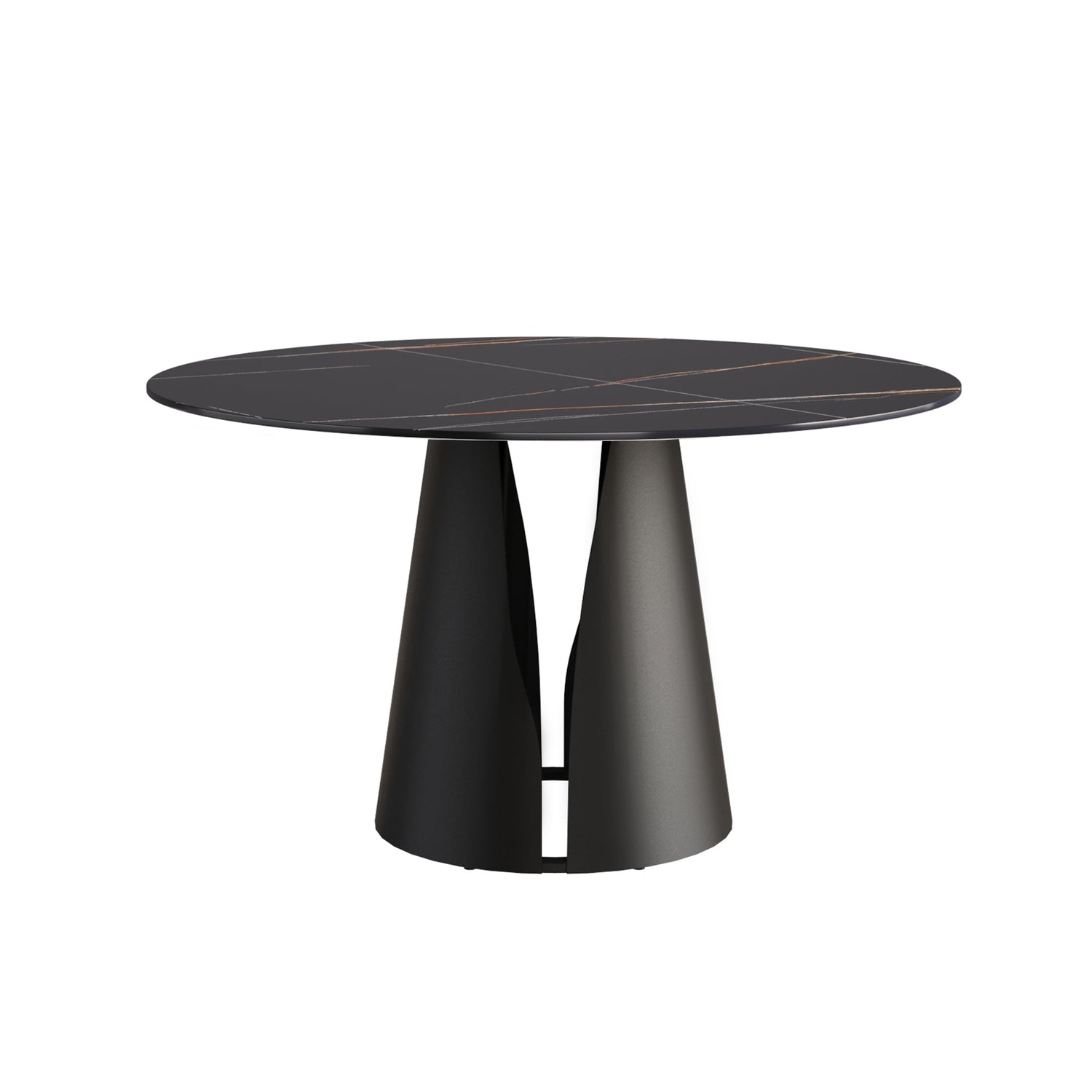 53.15"Modern artificial stone round black carbon steel base dining table - can accommodate 6 people | Home Elegance USA
