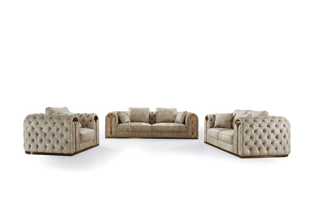 Vig Furniture Divani Casa Dosie - Transitional Beige Velvet Sofa Set