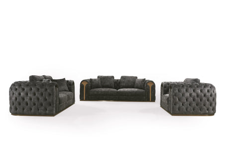 Vig Furniture Divani Casa Dosie - Transitional Grey Velvet Sofa Set