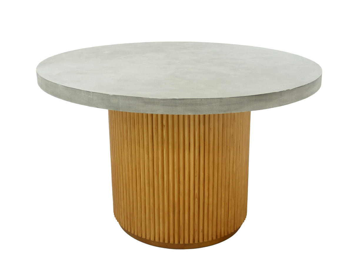 Vig Furniture Modrest Duncan - Modern Faux Concrete + Walnut Round Dining Table