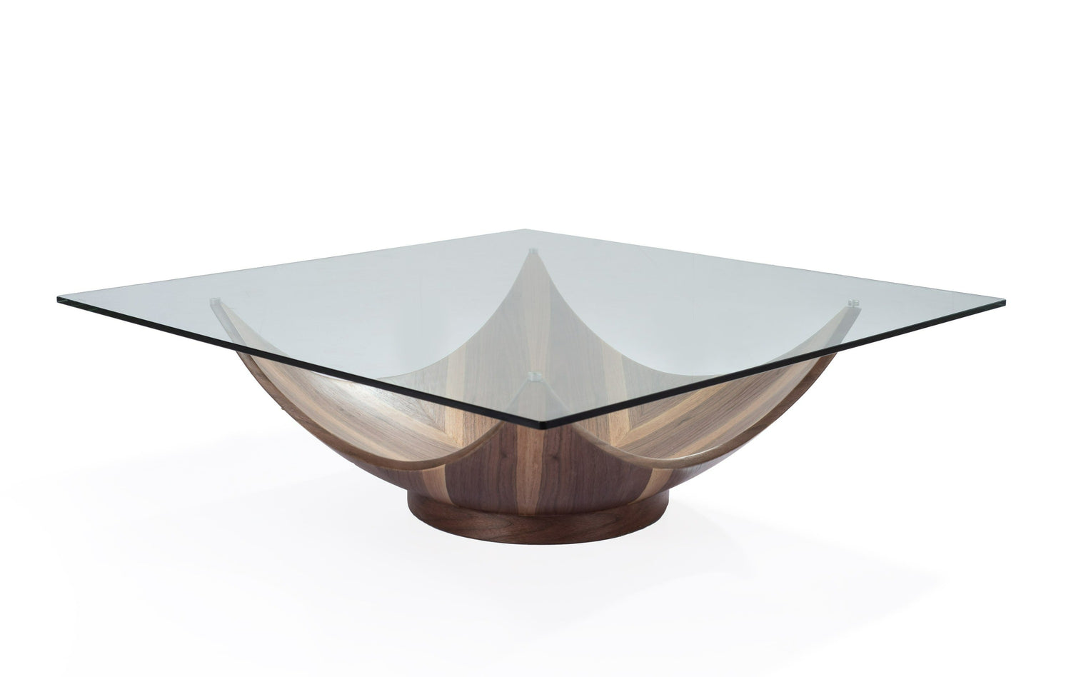 Modrest Sunset - Contemporary Glass + Walnut Square Coffee Table - Home Elegance USA