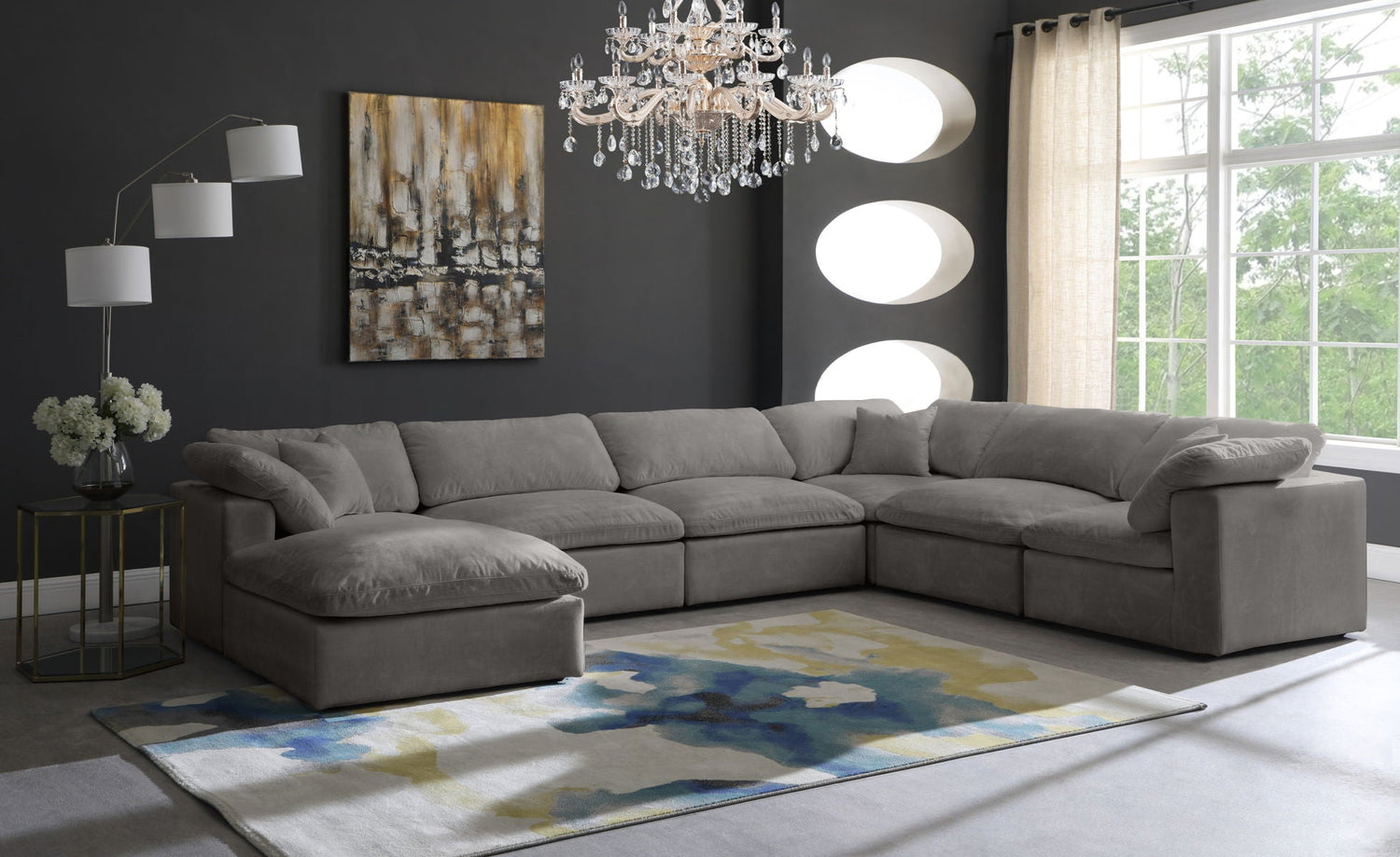 Cozy - Modular Sectional Cloud 7 Piece - Grey | Home Elegance USA