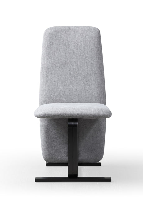 Vig Furniture Modrest Tasha - Modern Grey Linen + Brushed Gunmetal Dining Chair (Set of 2)