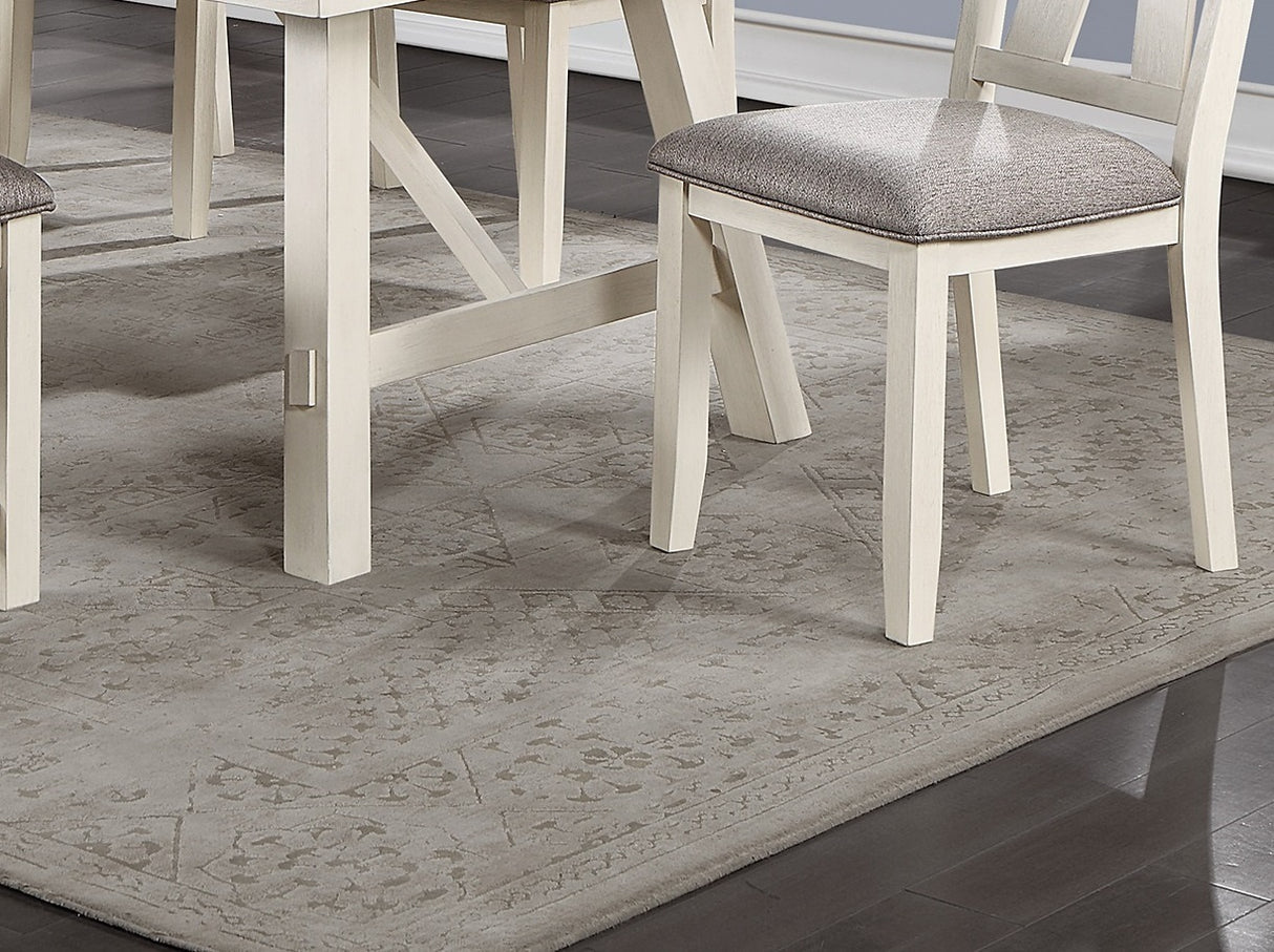 Dining Room Furniture Dining Table White Finish Table w Grey Wooden Top 1pc Rectangular Table with Leaf | Home Elegance USA