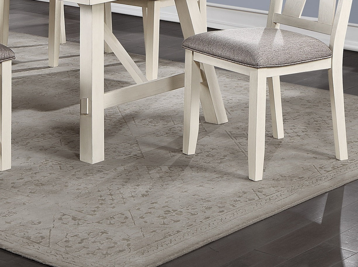 Dining Room Furniture Dining Table White Finish Table w Grey Wooden Top 1pc Rectangular Table with Leaf | Home Elegance USA