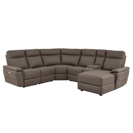 Homelegance - Olympia 6-Piece Modular Power Reclining Sectional With Right Chaise In Raisin - 8308*6B1Pw