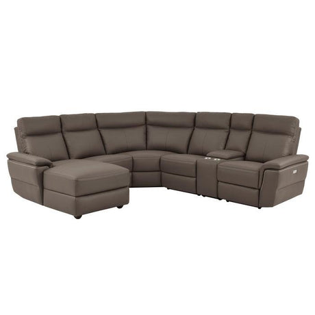 Homelegance - Olympia 6-Piece Modular Power Reclining Sectional With Left Chaise In Raisin - 8308*6A