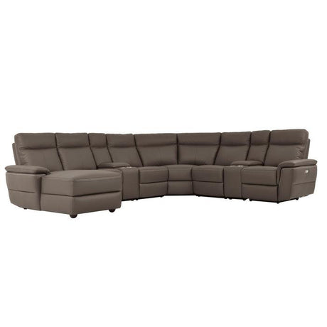 Homelegance - Olympia 8-Piece Modular Power Reclining Sectional With Left Chaise In Raisin - 8308*8A