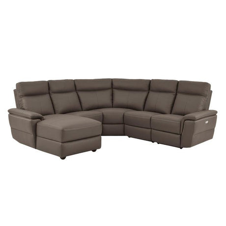 Homelegance - Olympia 5-Piece Modular Power Reclining Sectional With Left Chaise In Raisin - 8308*5A1Pw