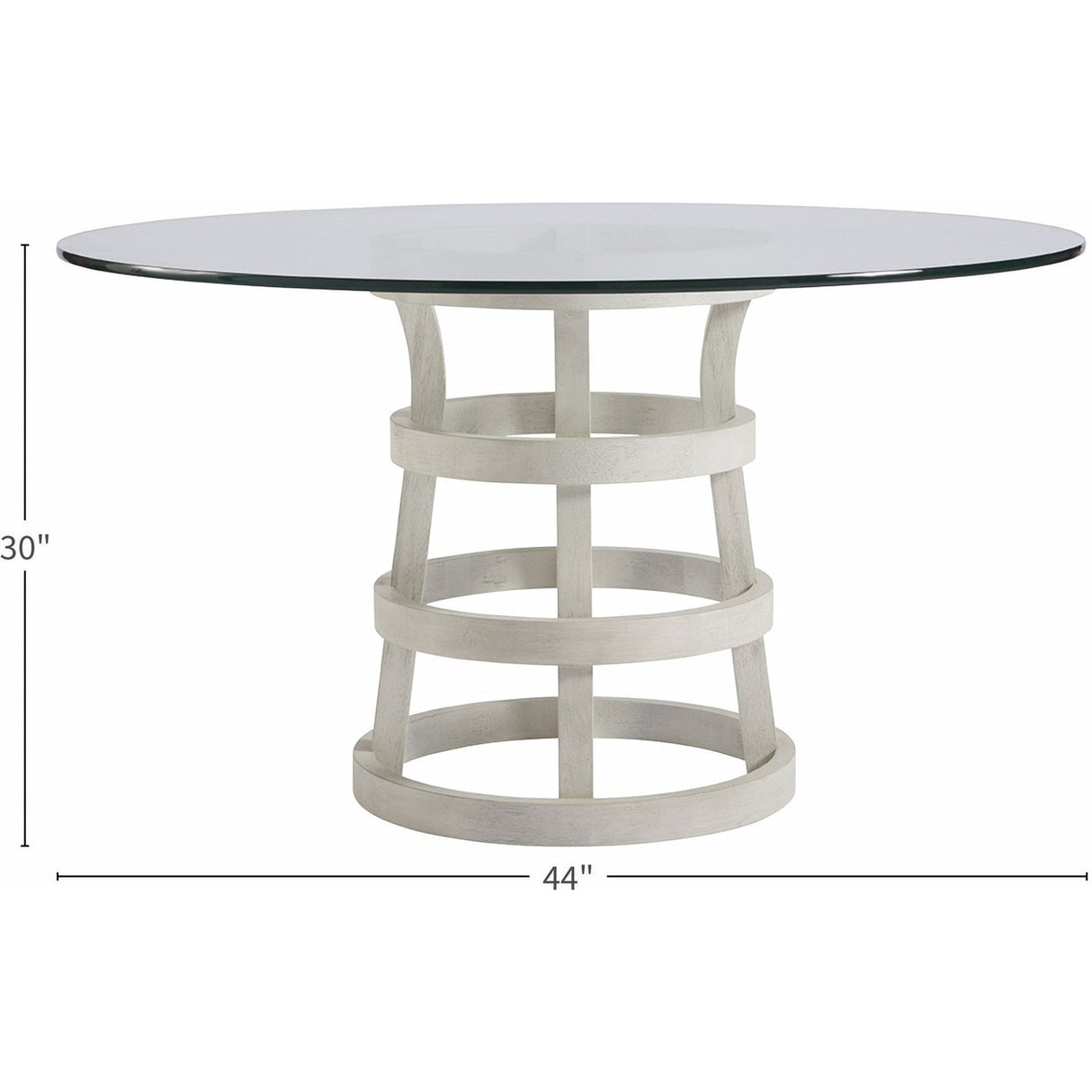 Escape Round Dining Table Sandbar Finish with Glass Top (44" or 54") – Universal