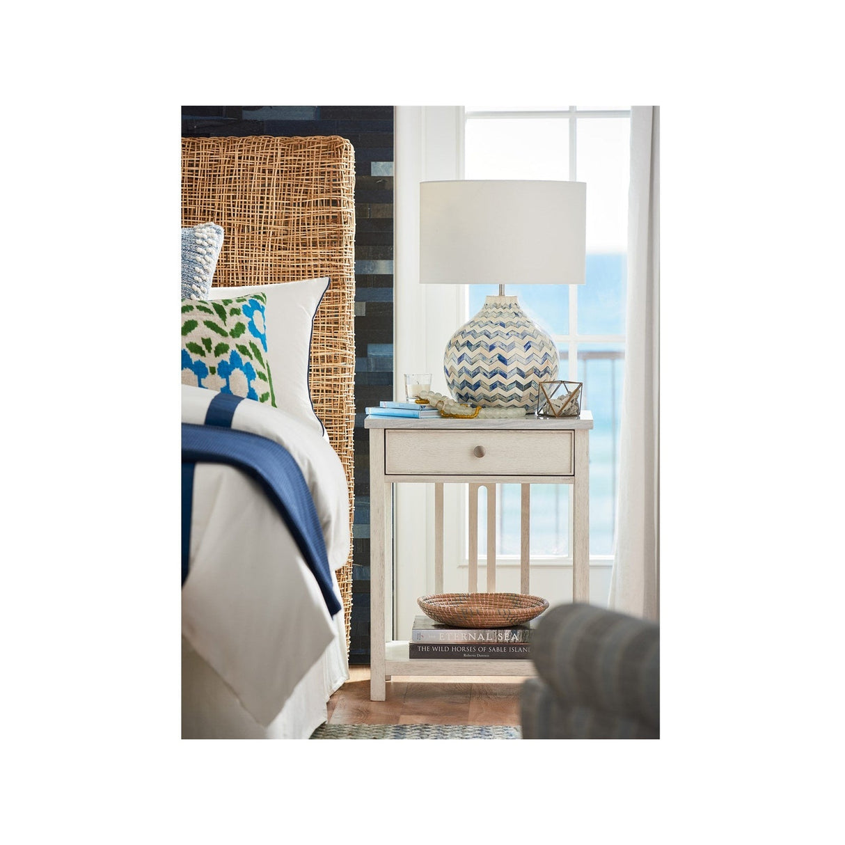 Coastal Living Bedside Table With Stone Top | Universal