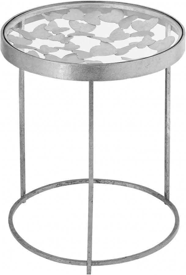 Butterfly End Table In Silver - 471 - E | Meridian | Home Elegance USA