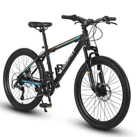 S26102 Elecony 26 Inch Mountain Bike, Shimano 21 Speeds with Mechanical Disc Brakes, High-Carbon Steel Frame, Suspension MTB Bikes Mountain Bicycle for Adult & Teenagers
