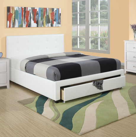 Bedroom Furniture White Storage Under Bed Queen Size bed Faux Leather upholstered | Home Elegance USA