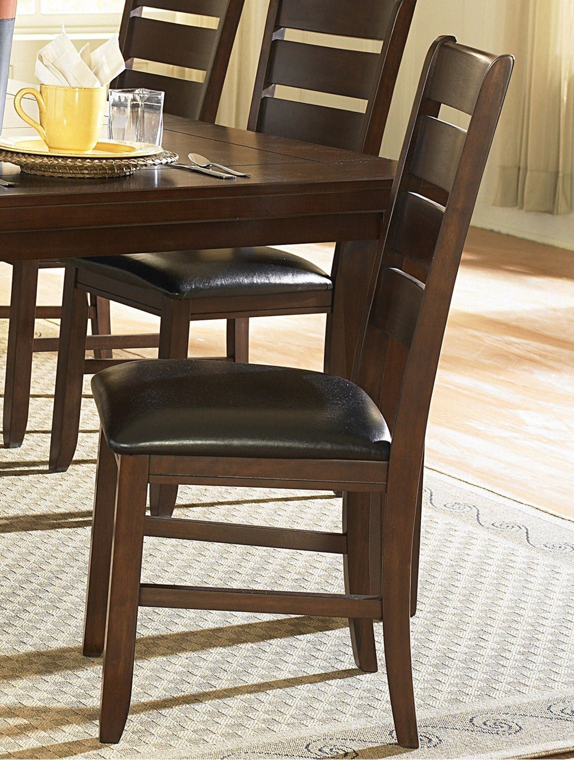 Contemporary Dark Oak Finish Dining 5pc Set Table w Self-Storing Leaf and 4x Side Chairs Solid Clean Lines Design Furniture - Home Elegance USA