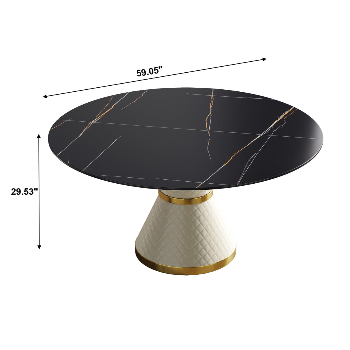 59.05"Modern artificial stone round white carbon steel base dining table - can accommodate 6 people | Home Elegance USA