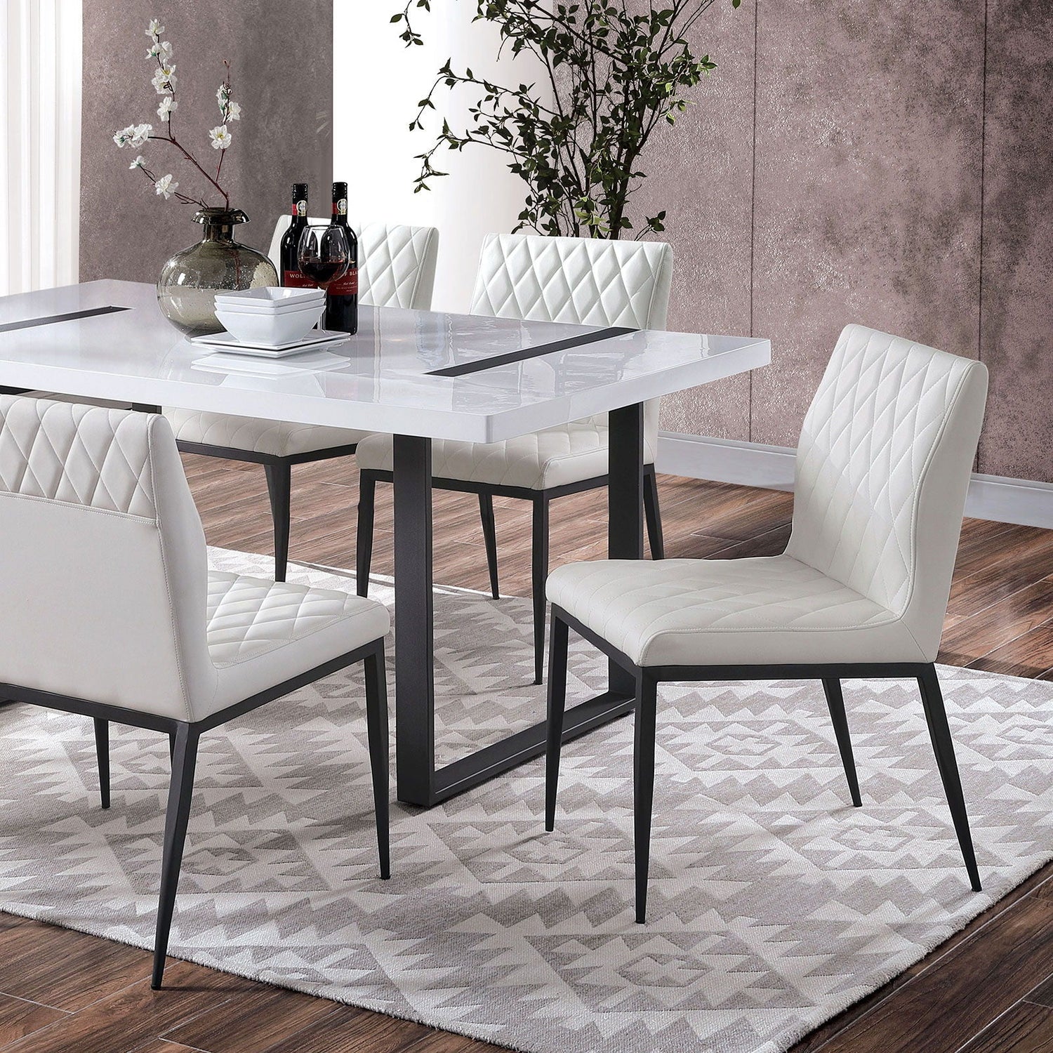 Alessia - Dining Table - White / Black | Home Elegance USA