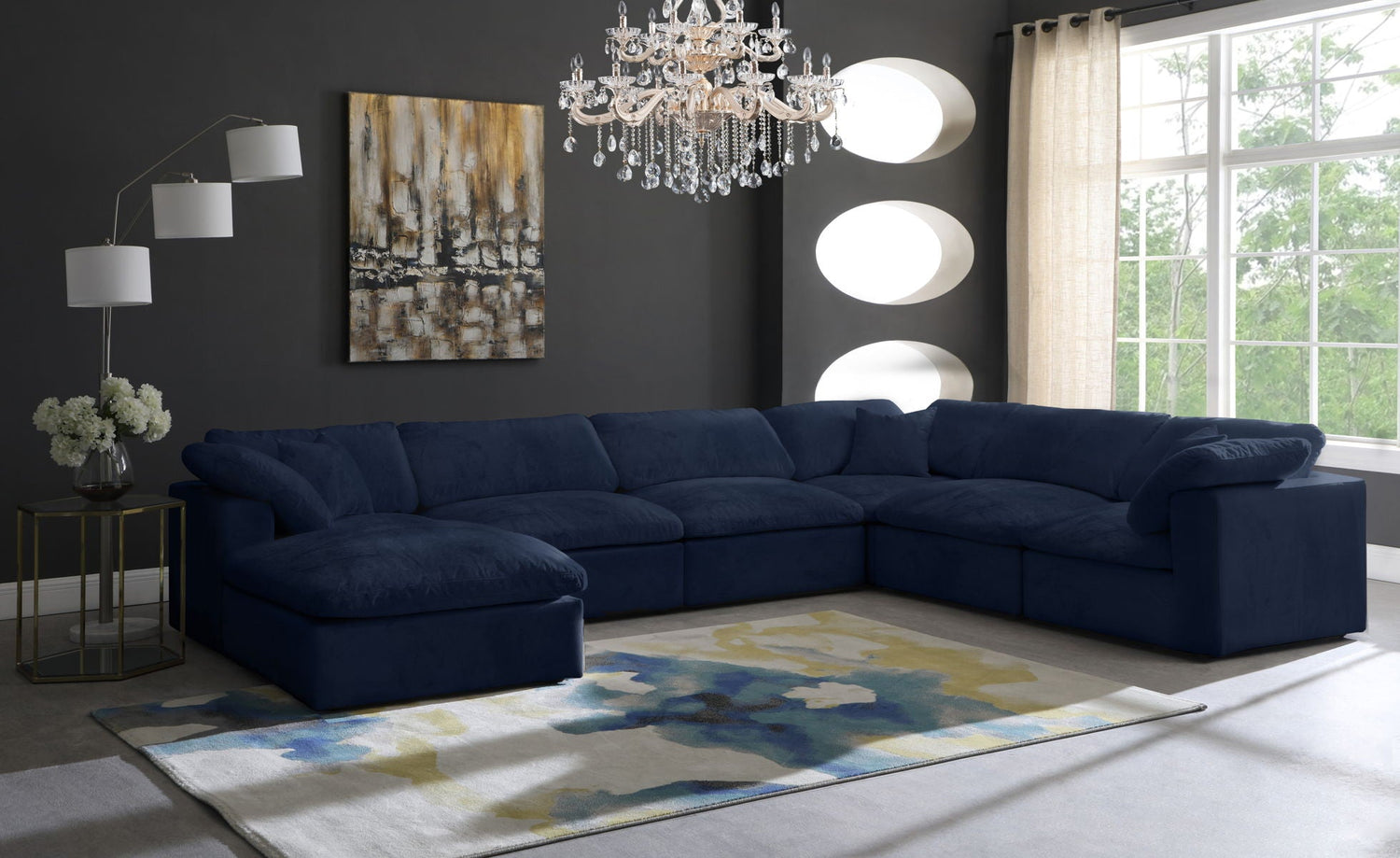 Cozy - Modular Sectional Cloud 7 Piece - Navy | Home Elegance USA