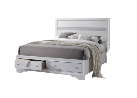 Traditional Matrix Queen Size Storage Bed in White made with Wood - Home Elegance USA