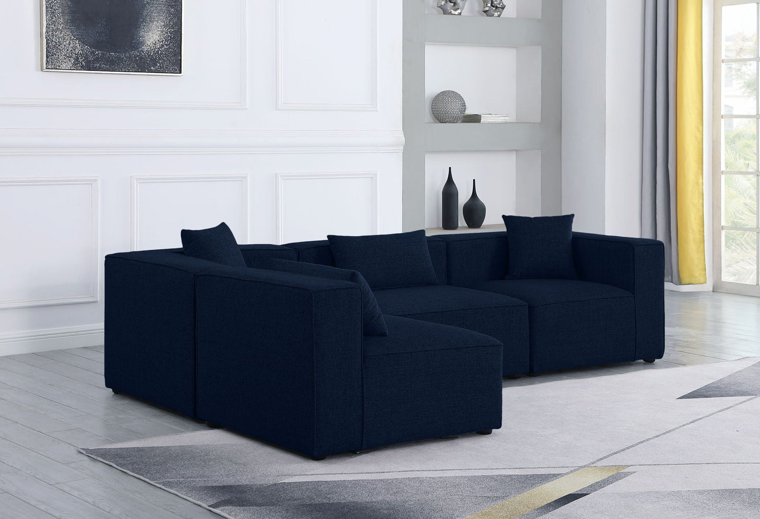 Cube - Modular Sectional 4 Piece - Navy | Home Elegance USA