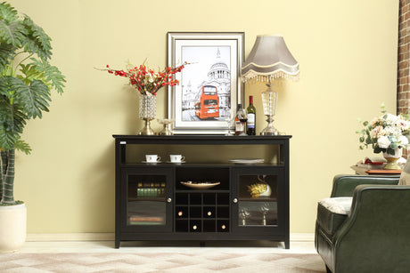 52" Sideboard, Dining Server Buffet Cabinet with Wine Rack, Black