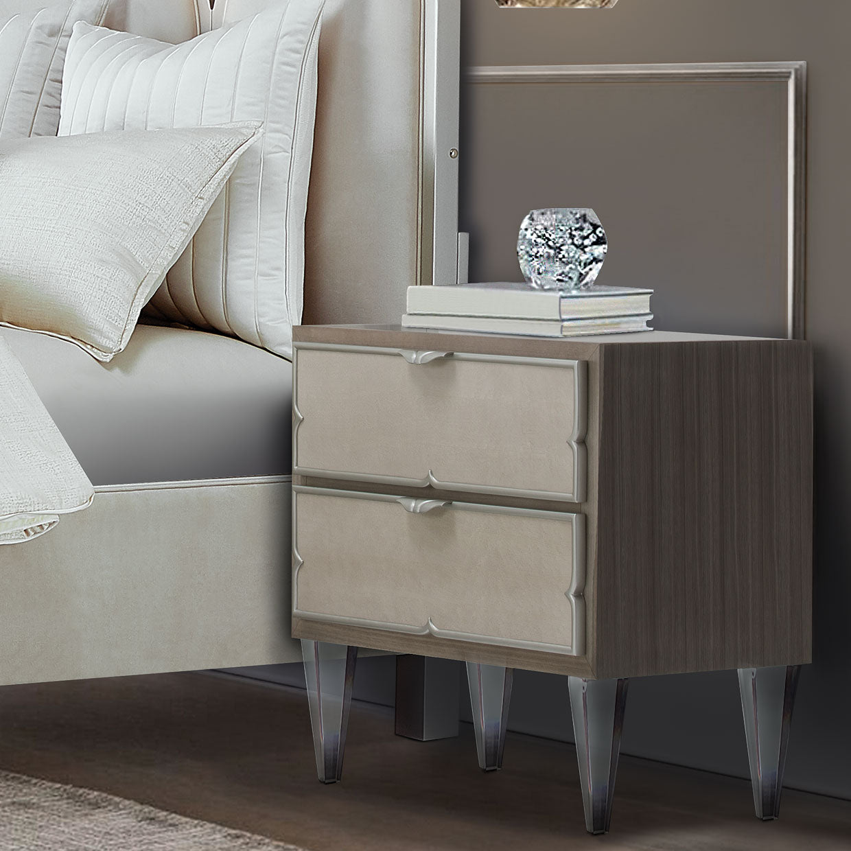 Camden Court Accent Cabinet - Nightstand In Pearl - 9005040 - 126 | Aico | Home Elegance USA