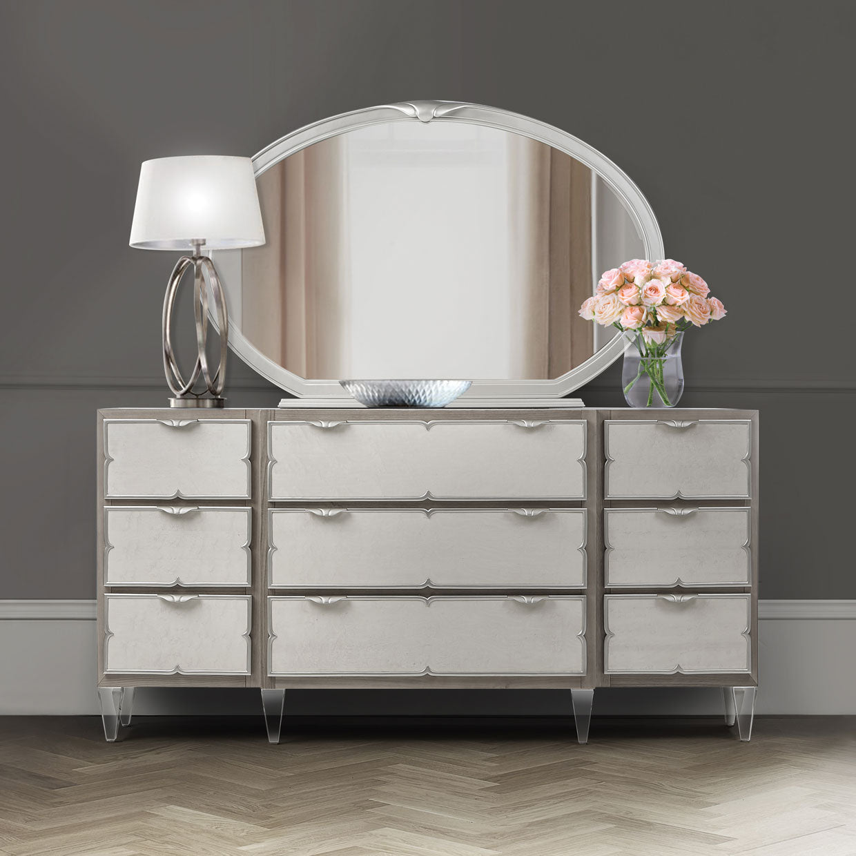 Camden Court Storage Console - Dresser In Pearl - 9005050 - 126 | Aico | Home Elegance USA