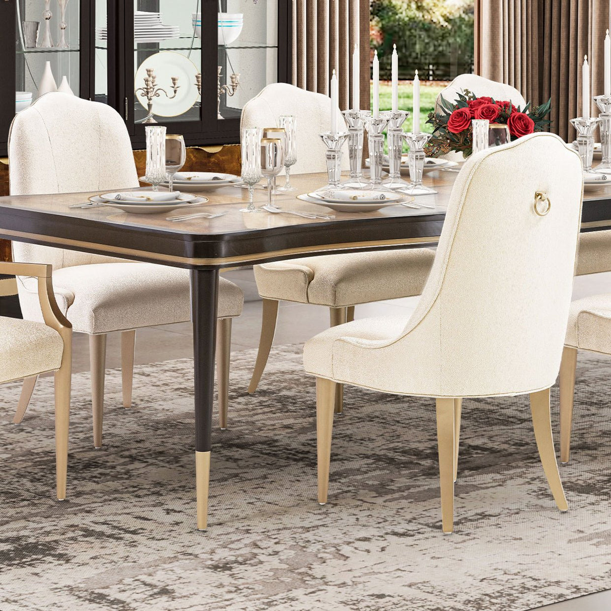 Michael Amini Malibu Crest Crotch Mahogany Side Chair - Set Of 2 - Home Elegance USA
