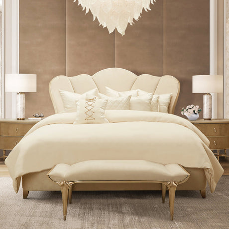 Michael Amini Villa Cherie Caramel Tufted Upholstered Bed - Home Elegance USA