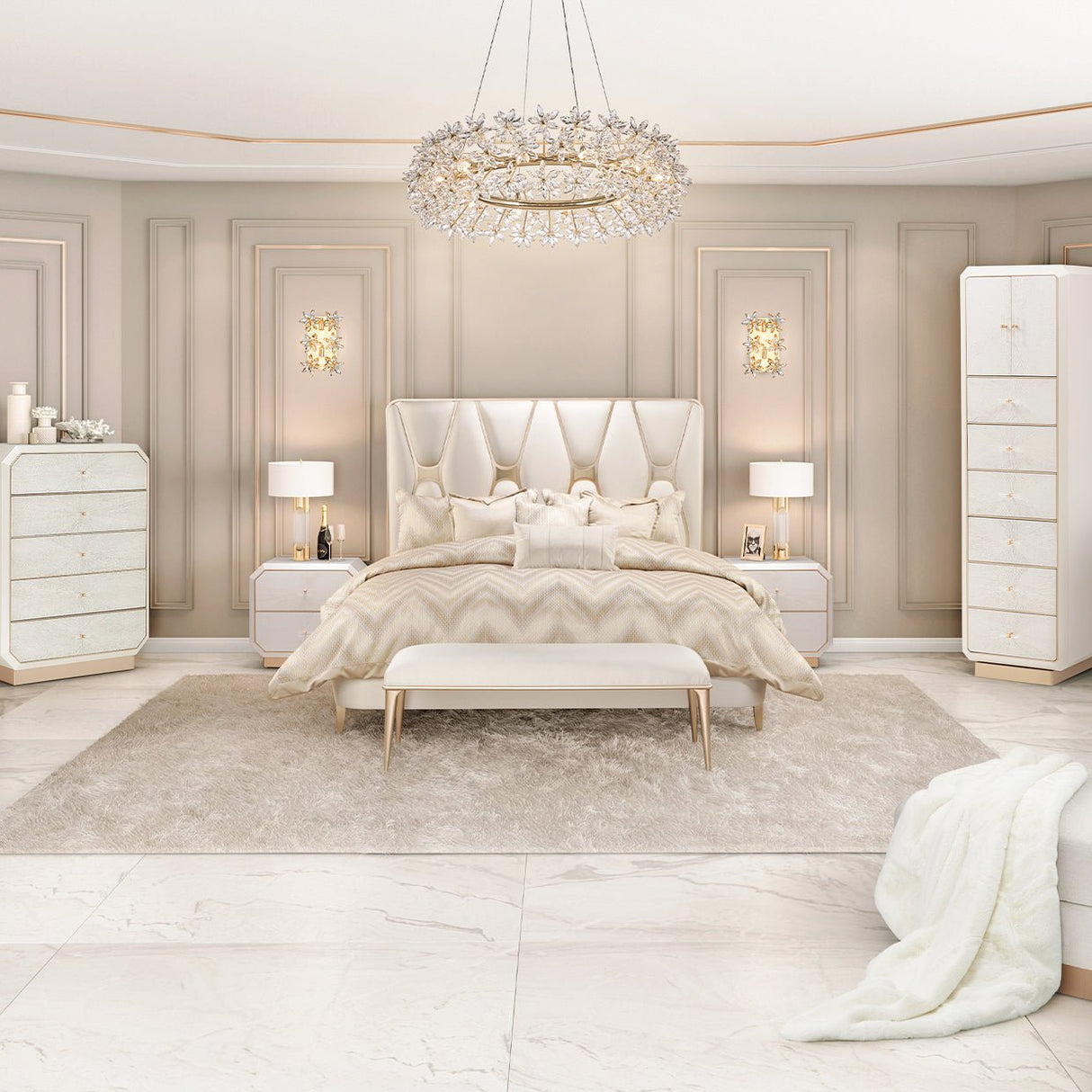 Michael Amini La Rachelle Upholstered Panel Bed - Home Elegance USA