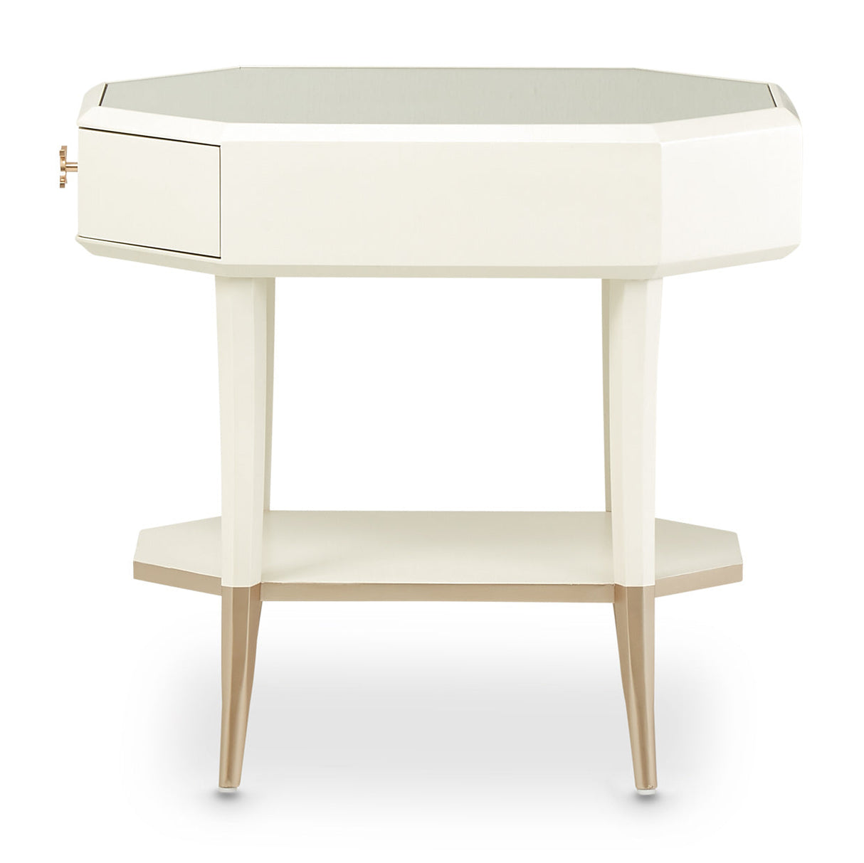 Aico Furniture - La Rachelle Octagonal End Table W/Drawer In Medium Champagne - 9034202-136