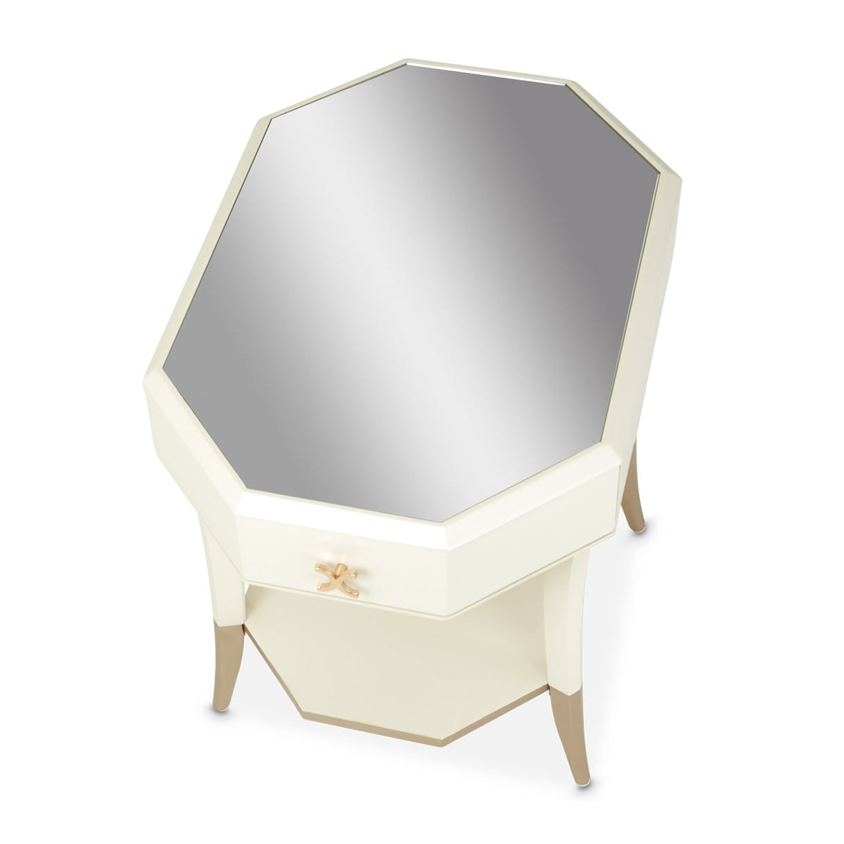 Aico Furniture - La Rachelle Octagonal End Table W/Drawer In Medium Champagne - 9034202-136