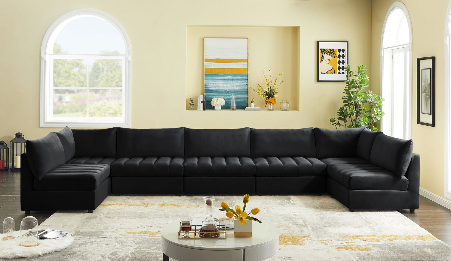 Jacob - Modular Sectional 7 Piece - Black - Home Elegance USA