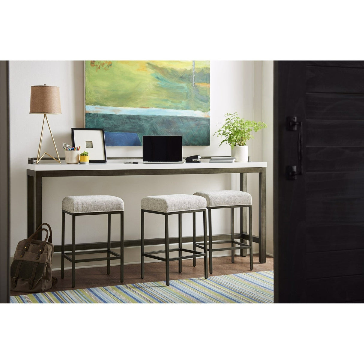Essence Console Table with Stools Meringue Finish Accent | Universal