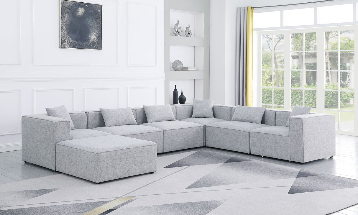 Cube - Modular Sectional 7 Piece - Gray - Fabric | Home Elegance USA