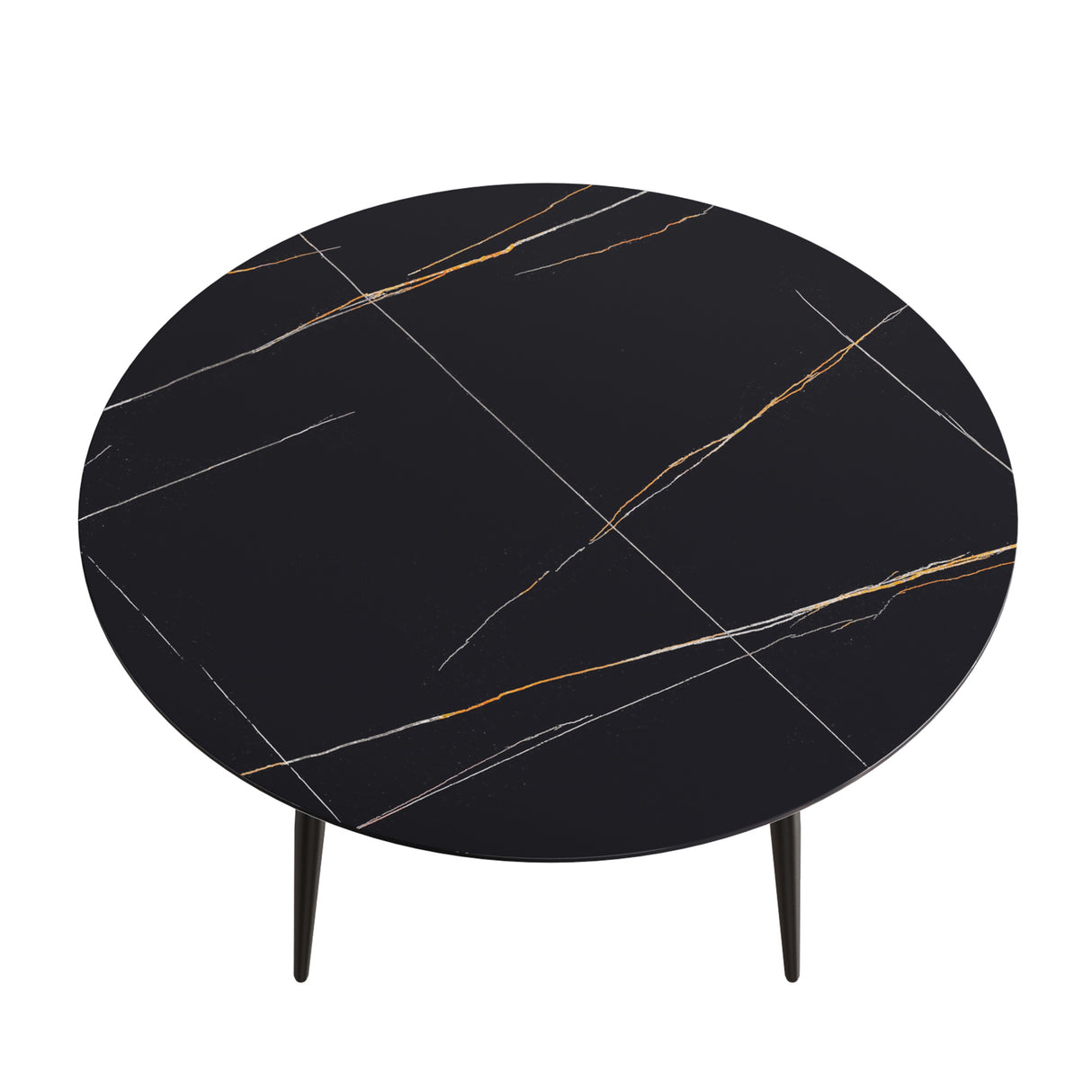 59.05"Modern man - made stone round black metal dining table - position for 6 people | Home Elegance USA