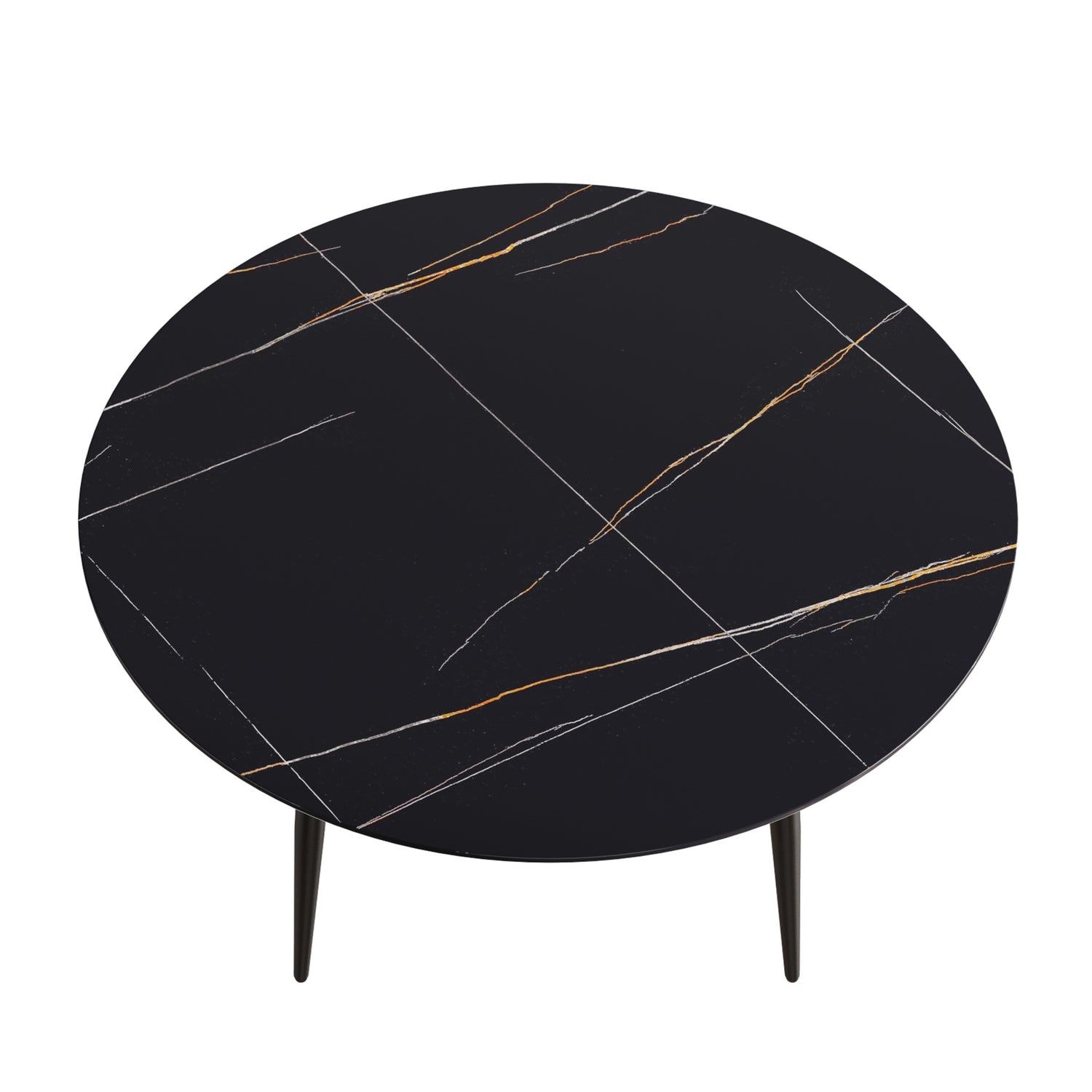59.05"Modern man - made stone round black metal dining table - position for 6 people | Home Elegance USA