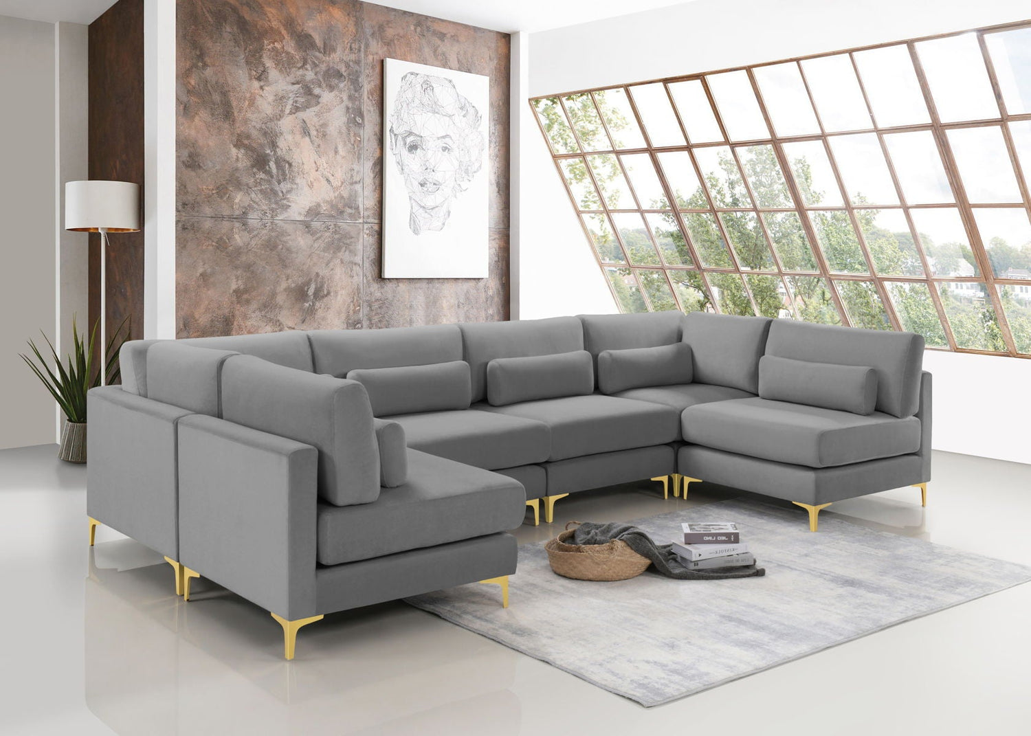 Julia - Modular Sectional 6 Piece - Gray - Home Elegance USA