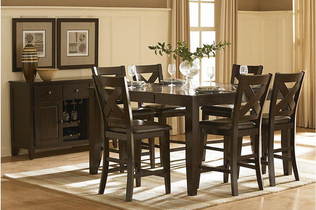 Crown Point 7 Piece Counter Height Table Set In Warm Merlot 1372 - 36 - 7Set | Homelegance | Home Elegance USA