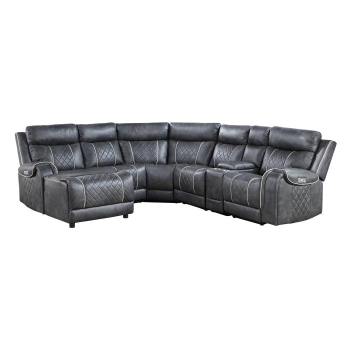 Homelegance - Gabriel 6-Piece Modular Power Reclining Sectional With Left Chaise In Gray - 9377Gry*6Lcrrpw